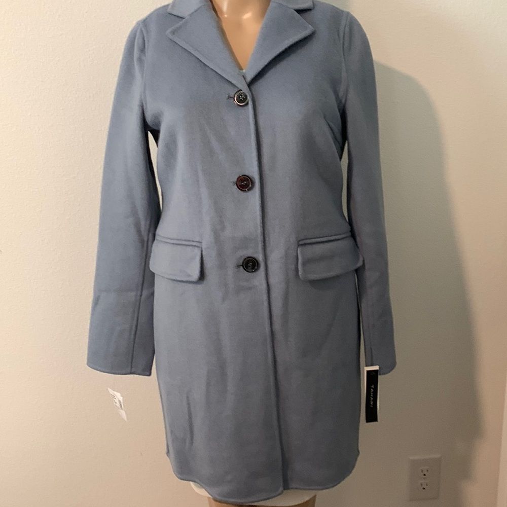NWT Tahari Sophia Handmade Wool Blend Pale Blue Coat Jacket Size XS /TP